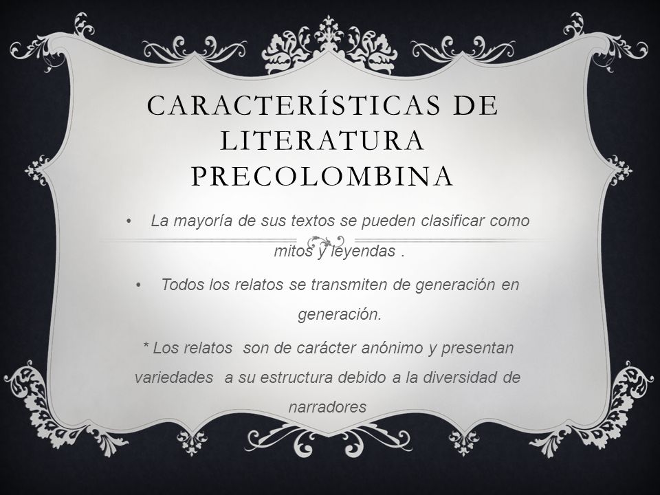 Características de literatura precolombina