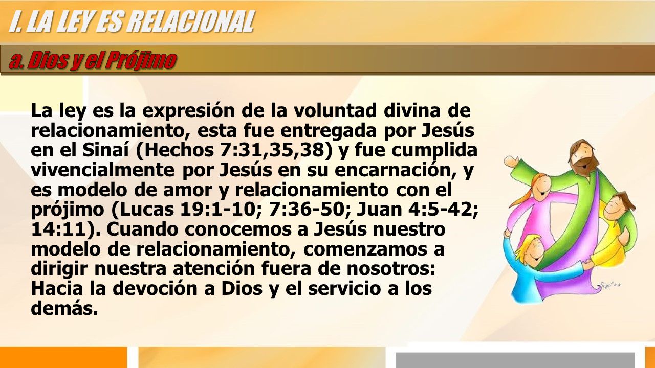 I. LA LEY ES RELACIONAL a. Dios y el Prójimo