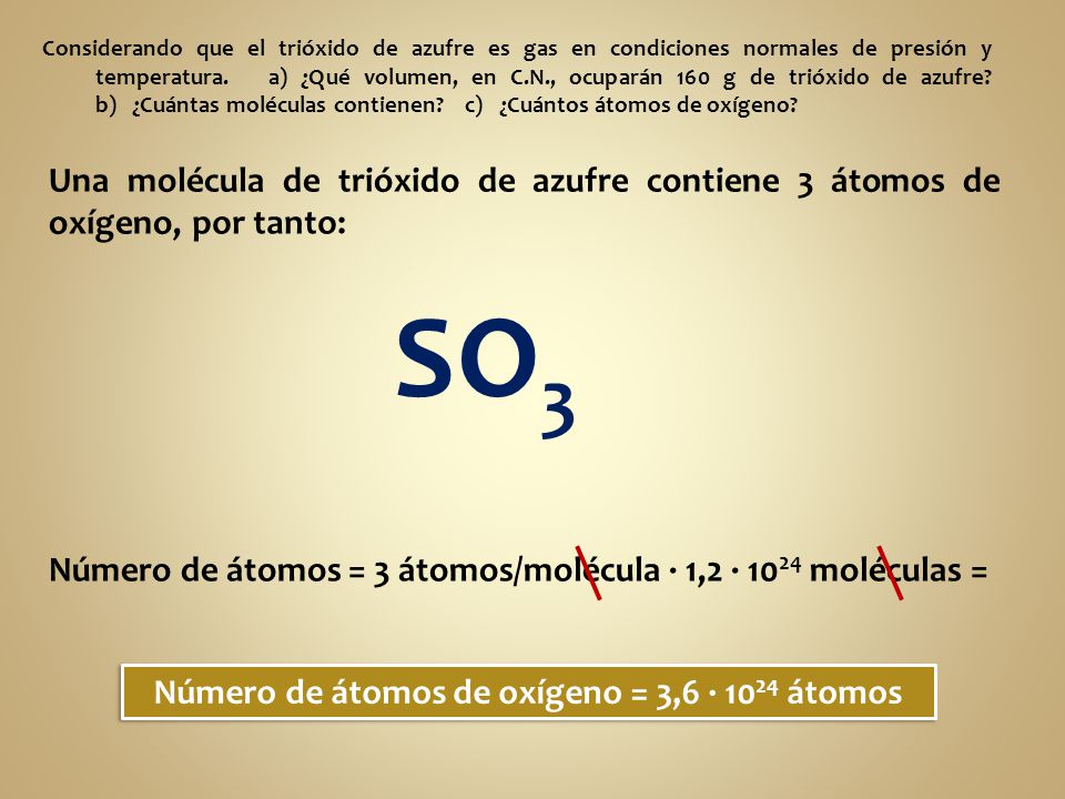 Número de átomos de oxígeno = 3,6 · 1024 átomos
