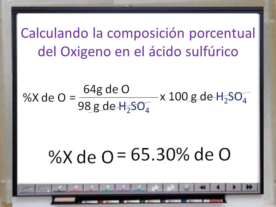 Calculando la composición porcentual del Oxigeno en el ácido sulfúrico