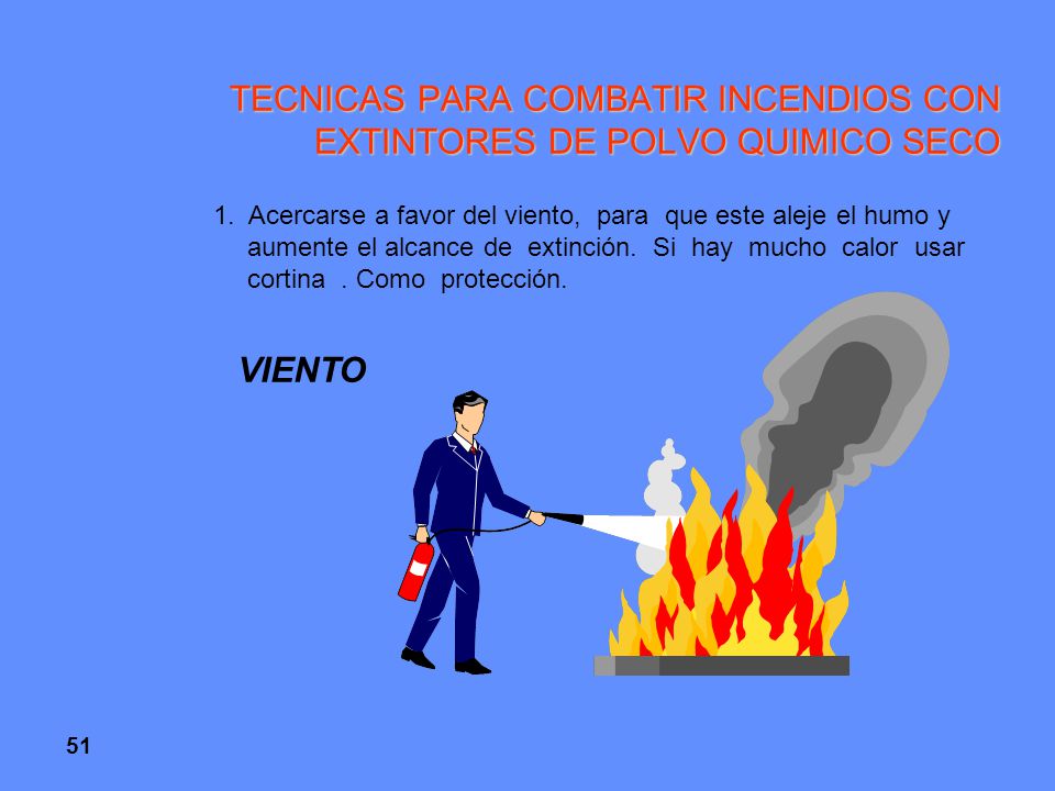 TECNICAS PARA COMBATIR INCENDIOS CON EXTINTORES DE POLVO QUIMICO SECO