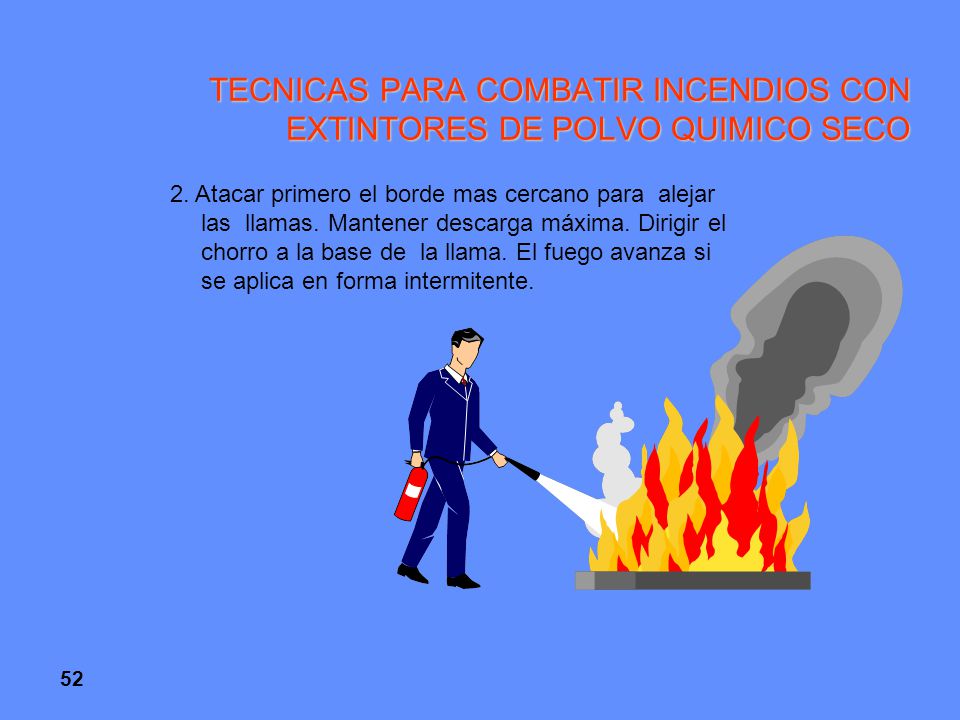 TECNICAS PARA COMBATIR INCENDIOS CON EXTINTORES DE POLVO QUIMICO SECO