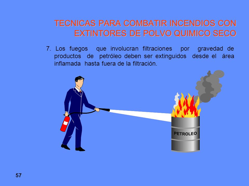 TECNICAS PARA COMBATIR INCENDIOS CON EXTINTORES DE POLVO QUIMICO SECO