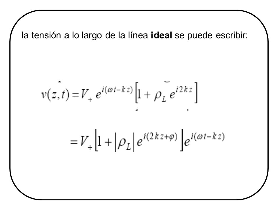 la tensión a lo largo de la línea ideal se puede escribir: