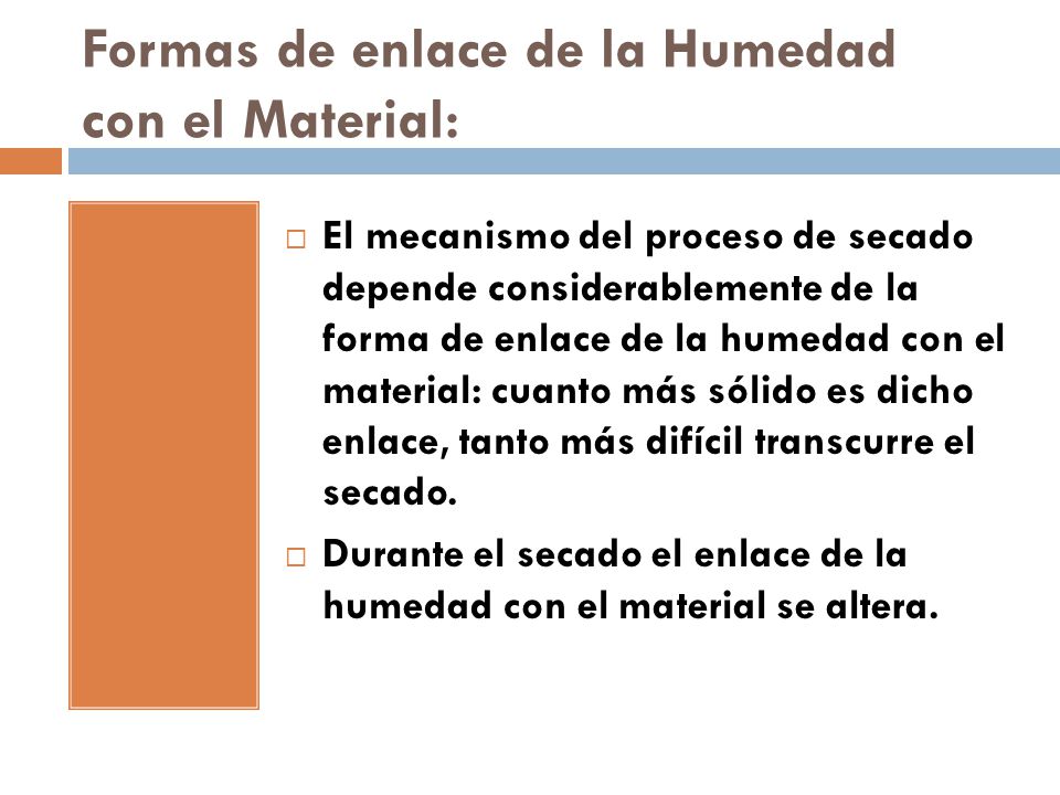 Formas de enlace de la Humedad con el Material: