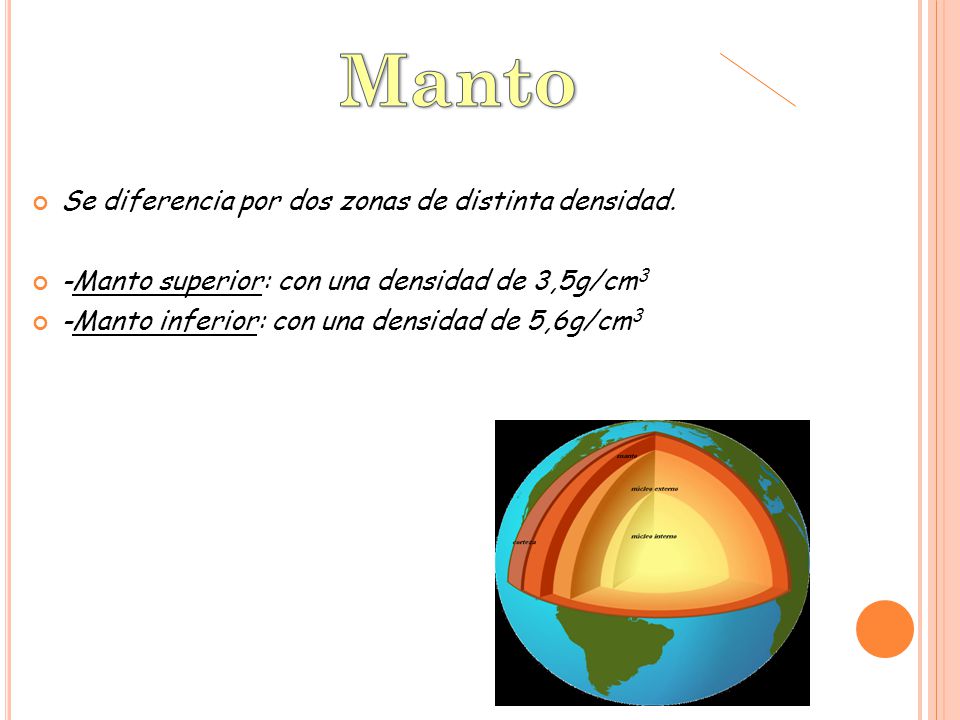 Manto Se diferencia por dos zonas de distinta densidad.