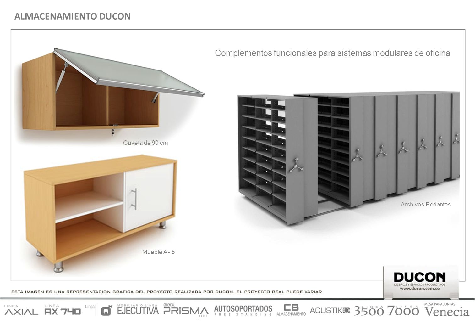 ALMACENAMIENTO DUCON Complementos funcionales para sistemas modulares de oficina. Gaveta de 90 cm.