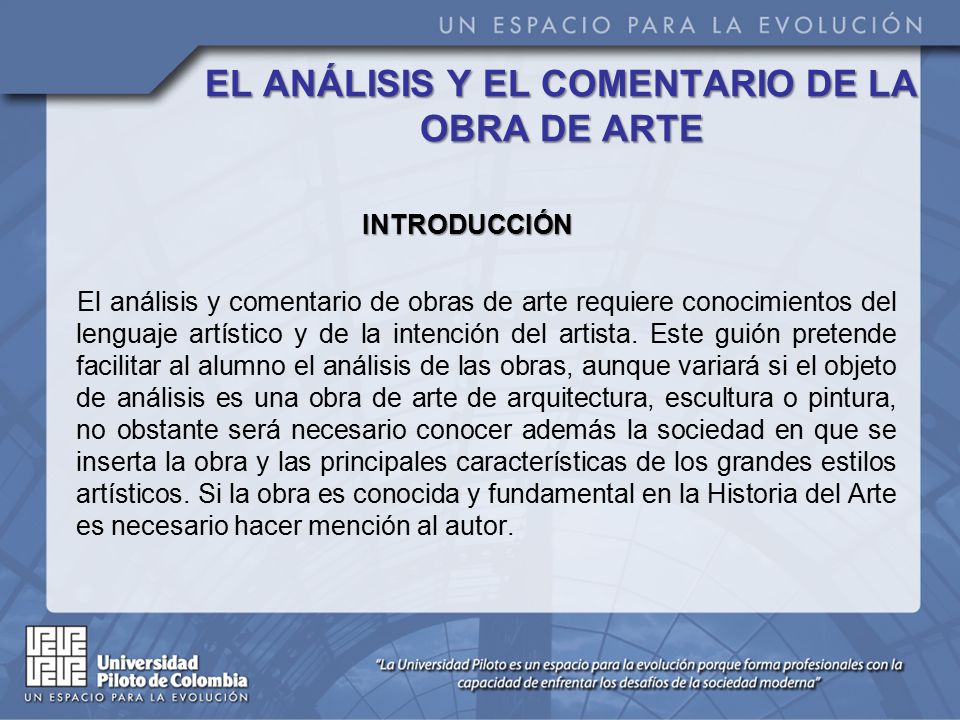 EL ANÁLISIS Y EL COMENTARIO DE LA OBRA DE ARTE