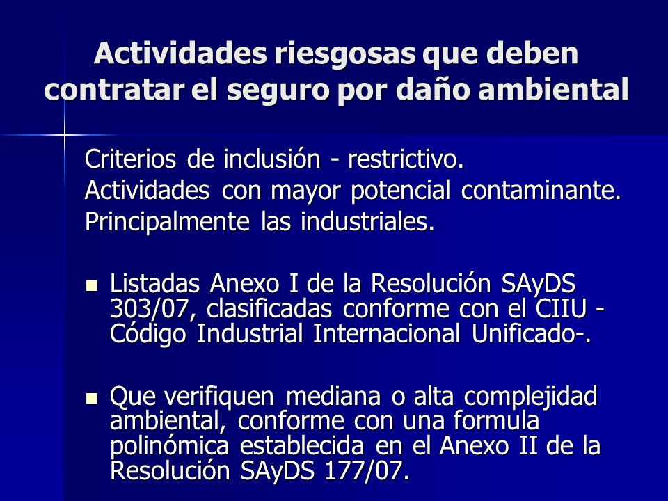 Actividades riesgosas que deben contratar el seguro por daño ambiental