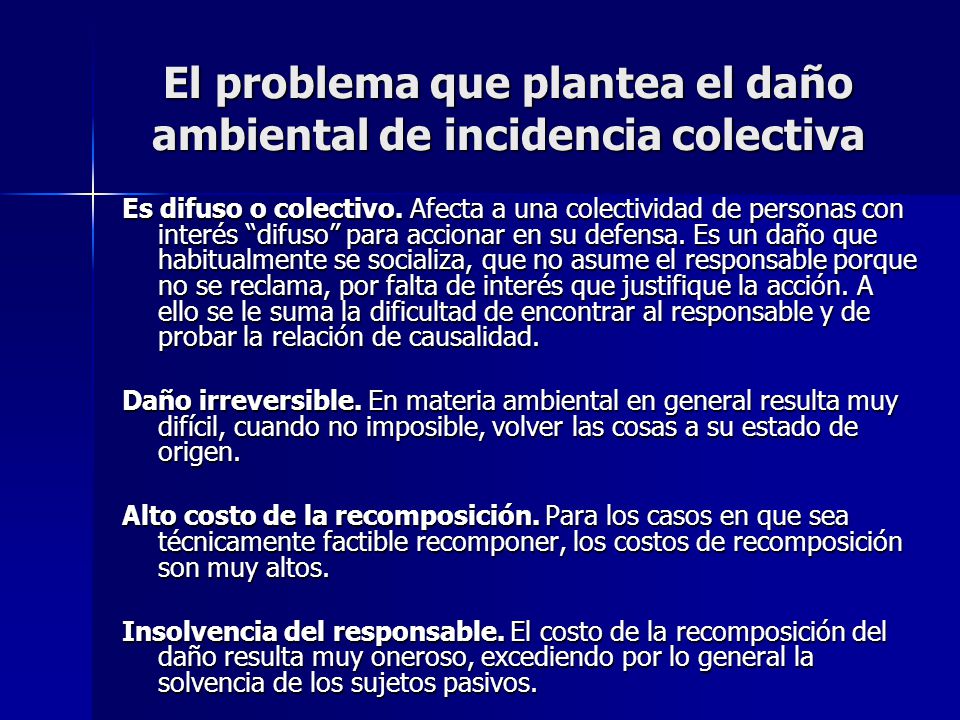 El problema que plantea el daño ambiental de incidencia colectiva
