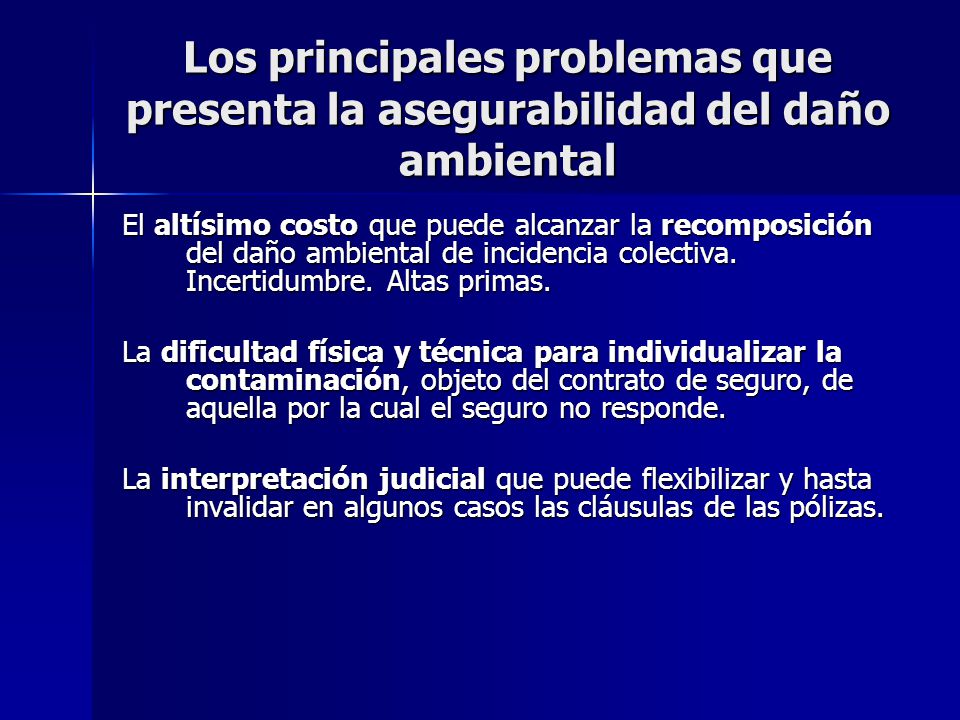 Los principales problemas que presenta la asegurabilidad del daño ambiental