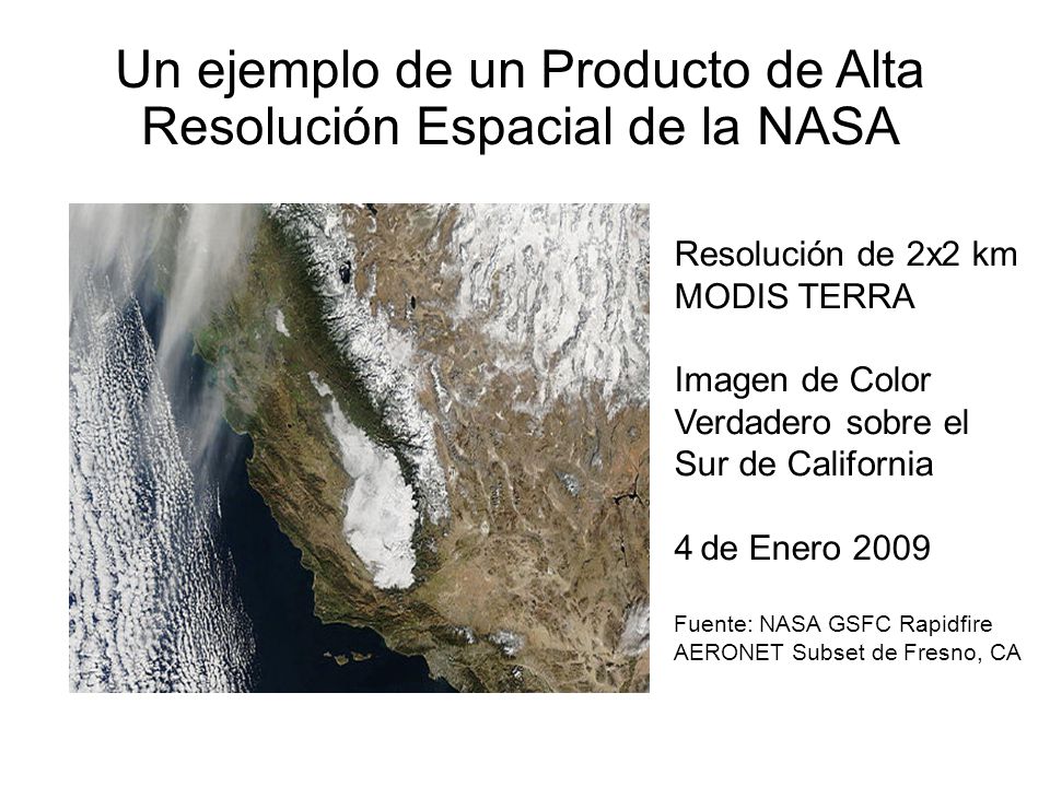 Un ejemplo de un Producto de Alta Resolución Espacial de la NASA