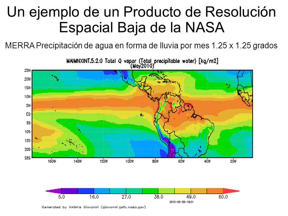 Un ejemplo de un Producto de Resolución Espacial Baja de la NASA