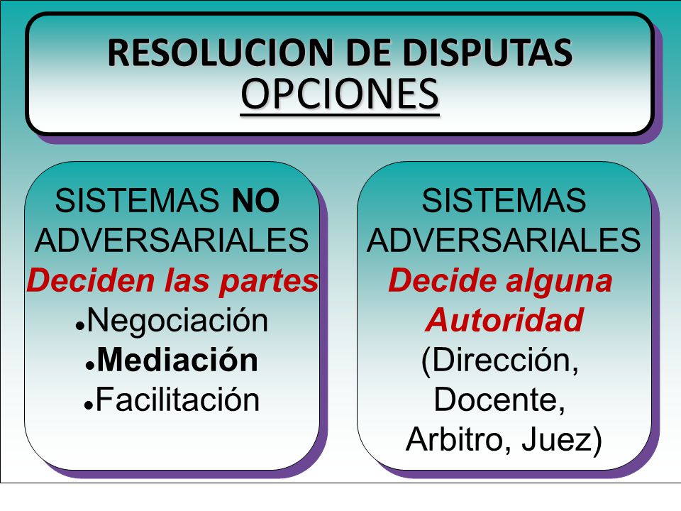 RESOLUCION DE DISPUTAS OPCIONES