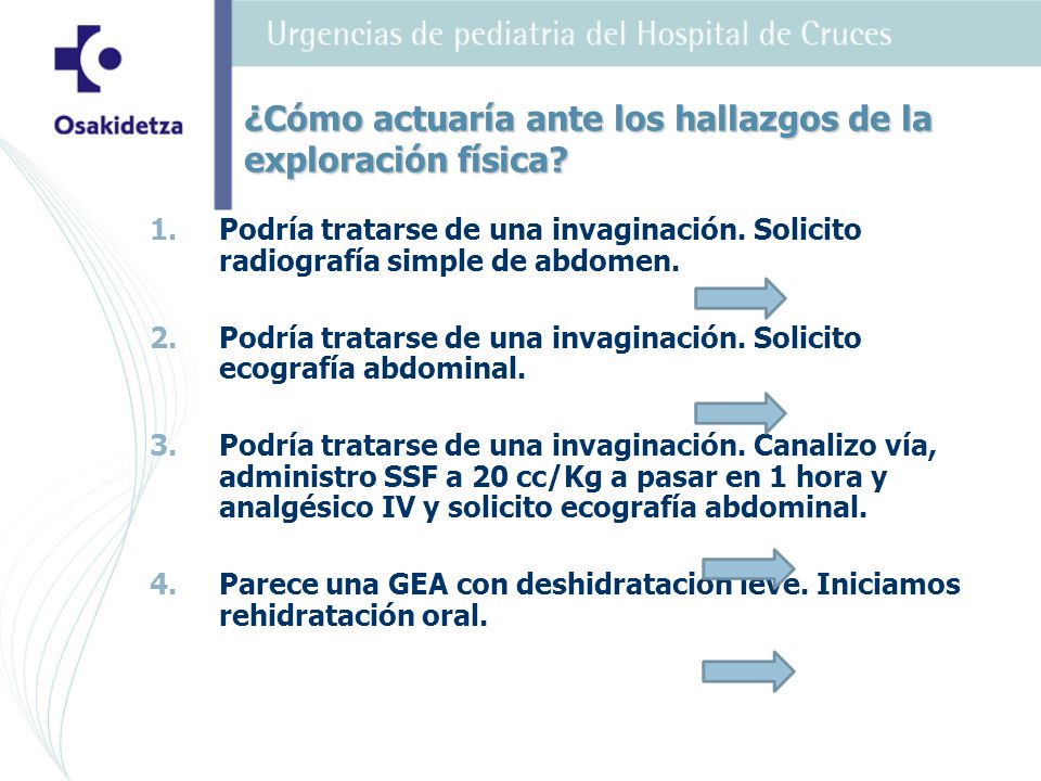 ¿Cómo actuaría ante los hallazgos de la exploración física
