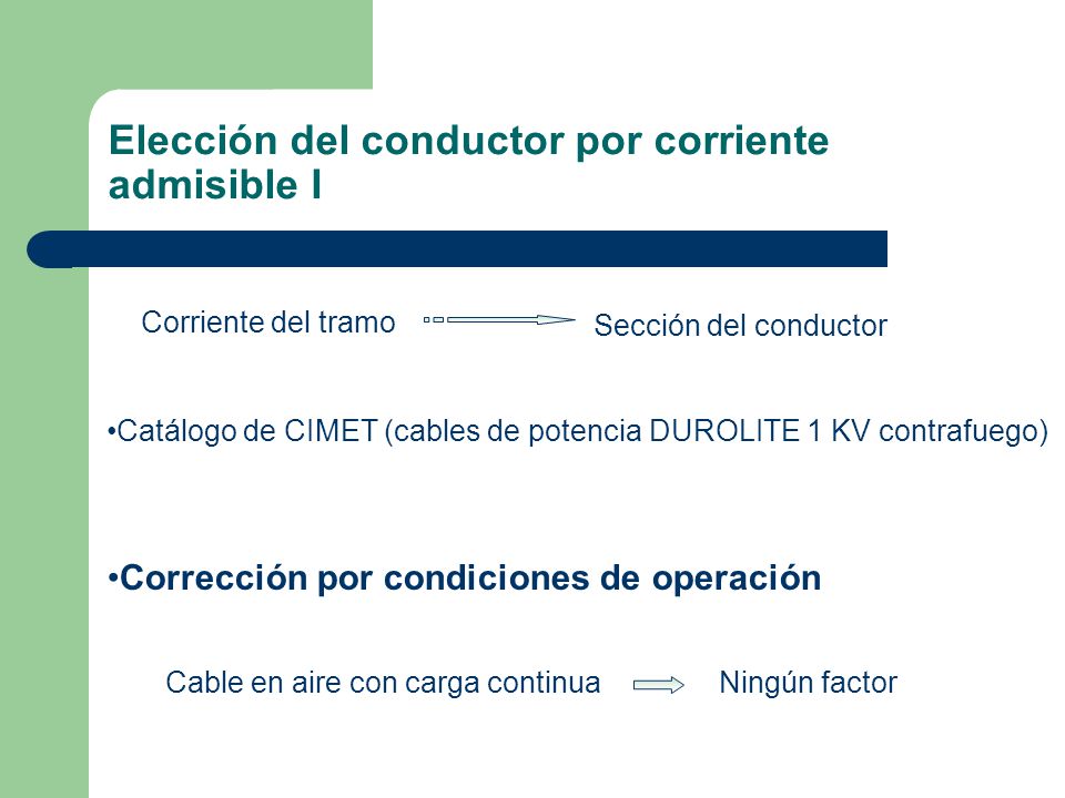 Elección del conductor por corriente admisible I