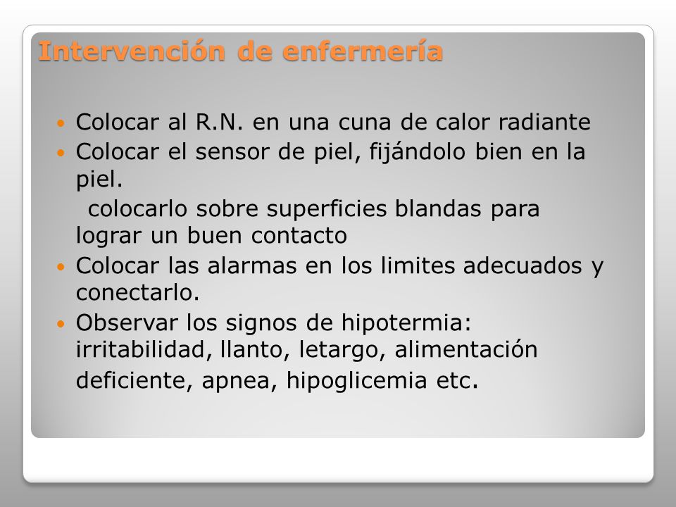 Intervención de enfermería