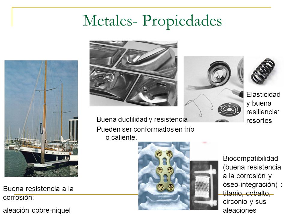 Metales- Propiedades Elasticidad y buena resiliencia: resortes