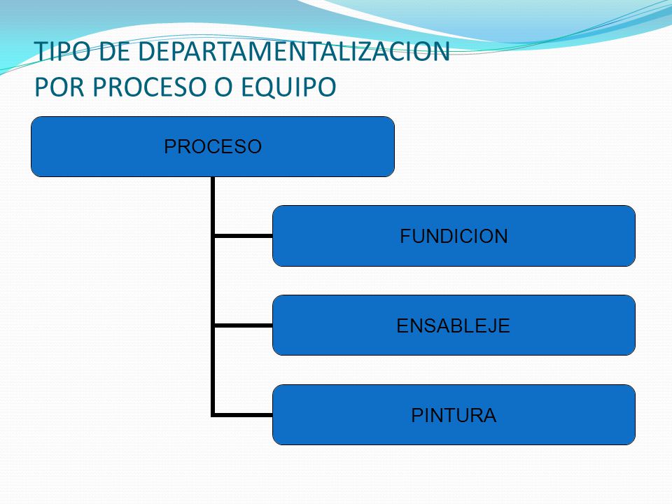 TIPO DE DEPARTAMENTALIZACION POR PROCESO O EQUIPO