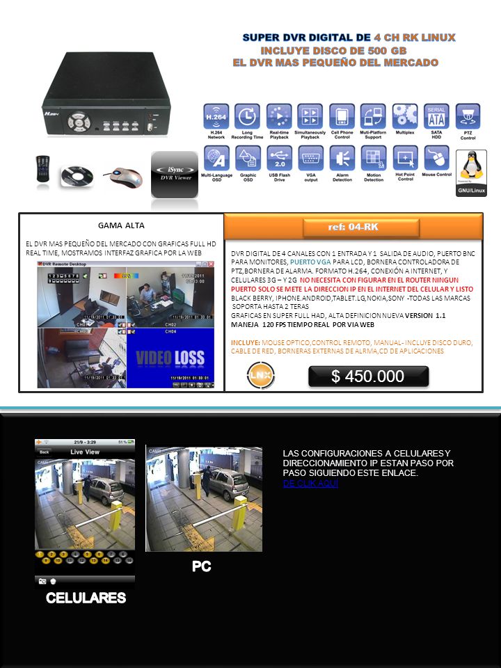 SUPER DVR DIGITAL DE 4 CH RK LINUX EL DVR MAS PEQUEÑO DEL MERCADO