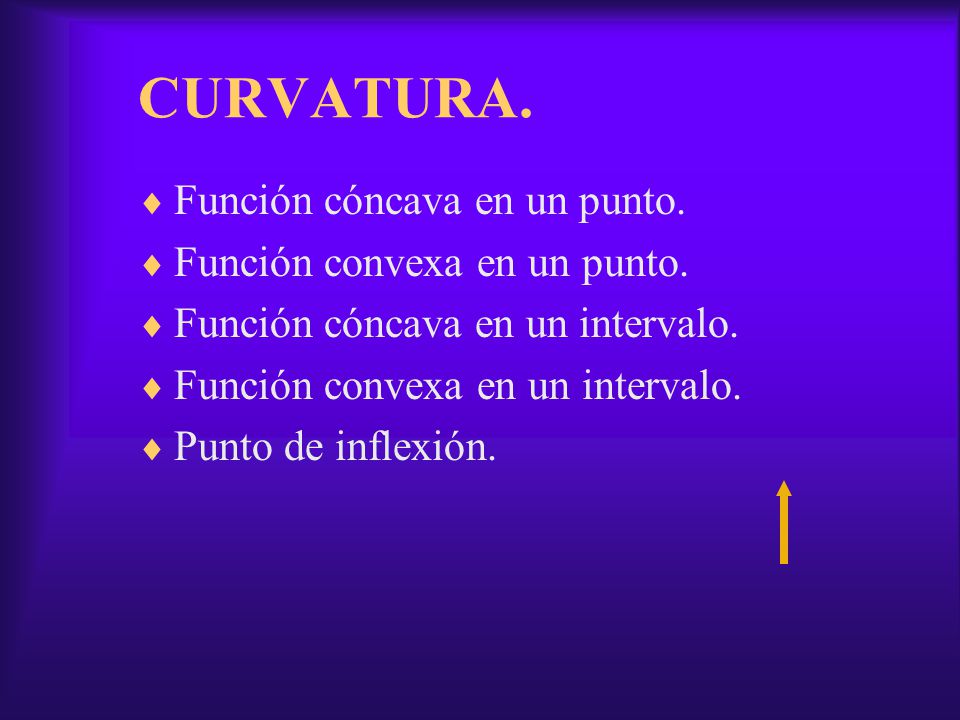 CURVATURA. Función cóncava en un punto. Función convexa en un punto.