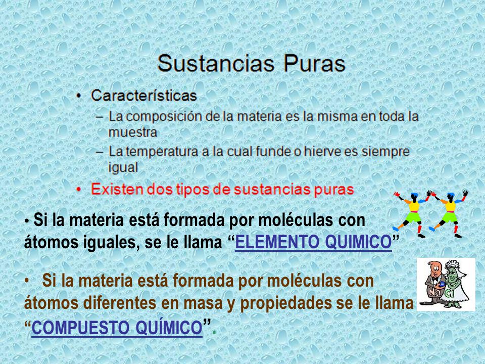 Si la materia está formada por moléculas con átomos iguales, se le llama ELEMENTO QUIMICO