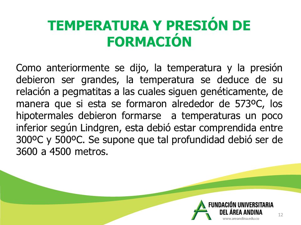 TEMPERATURA Y PRESIÓN DE FORMACIÓN