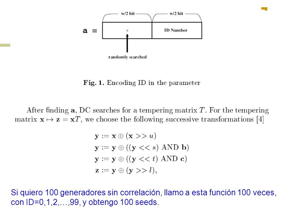 Si quiero 100 generadores sin correlación, llamo a esta función 100 veces,
