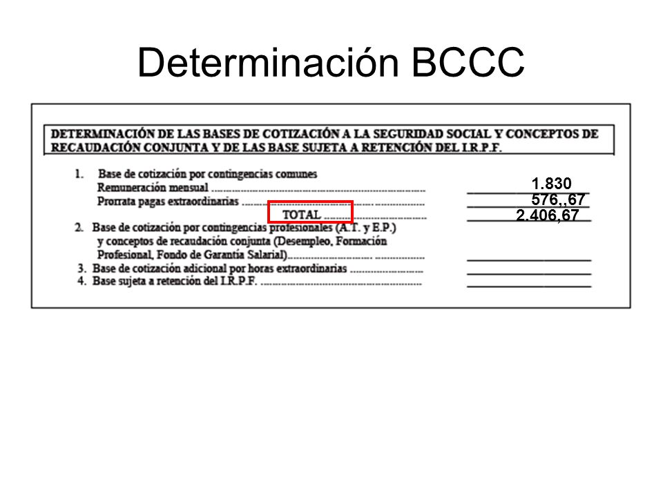 Determinación BCCC ,, ,67