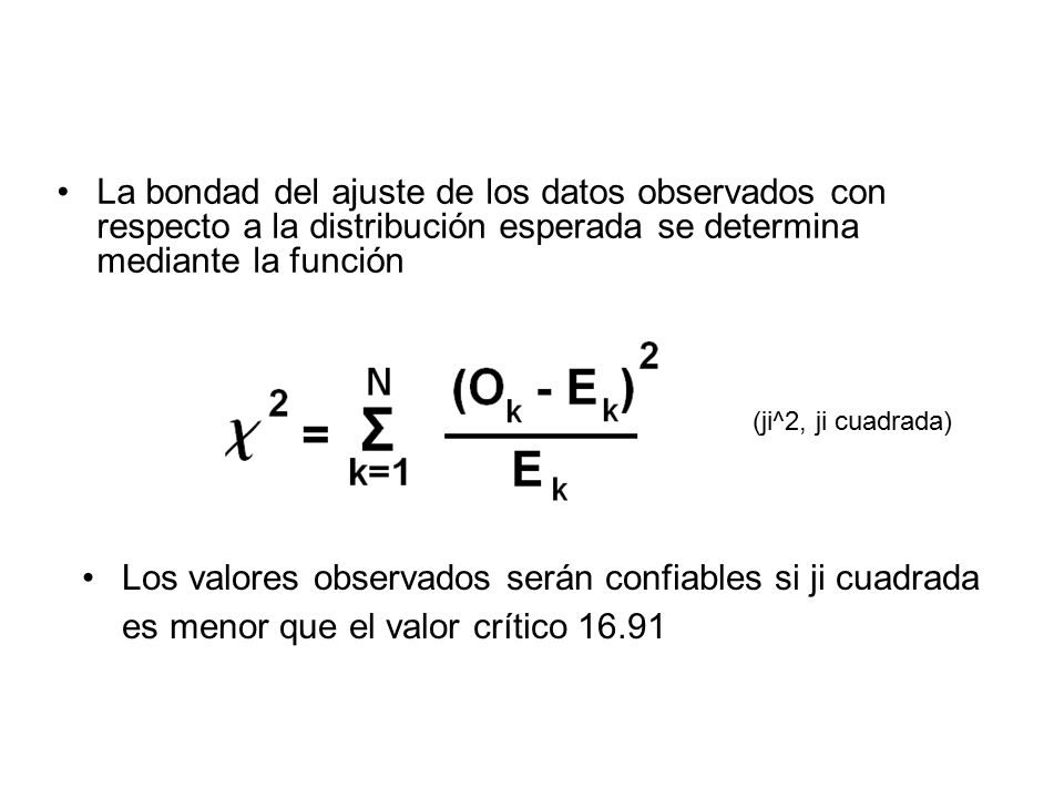 La bondad del ajuste de los datos observados con respecto a la distribución esperada se determina mediante la función