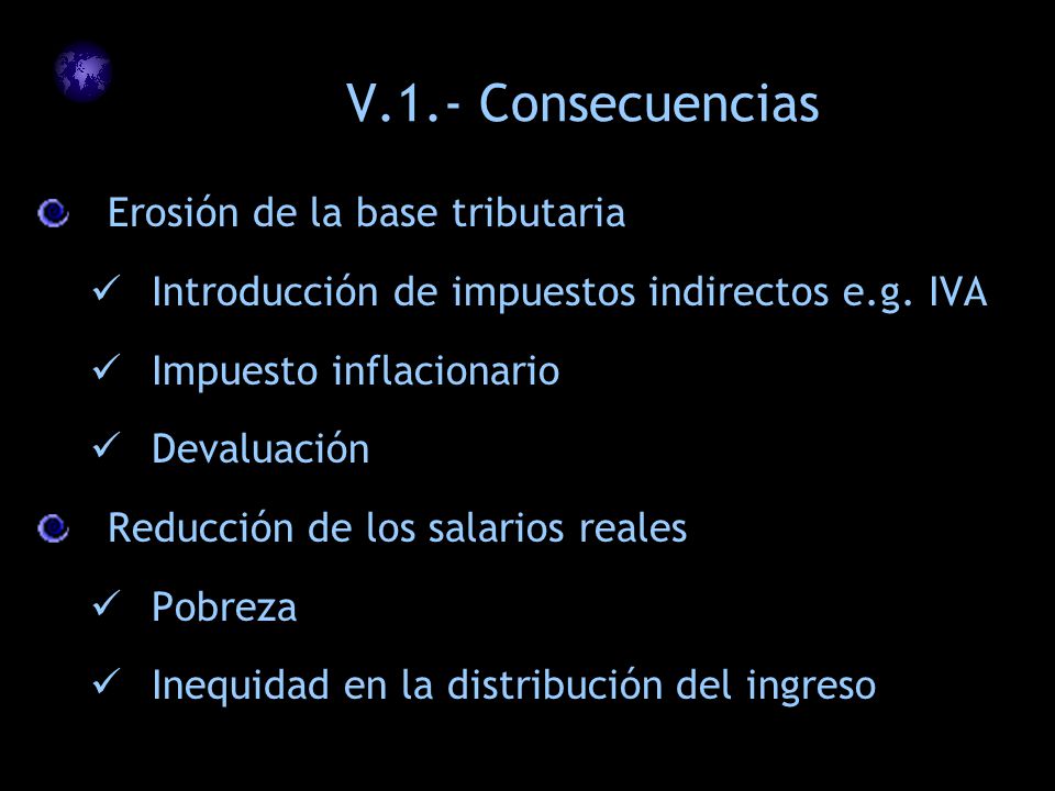 V.1.- Consecuencias Erosión de la base tributaria