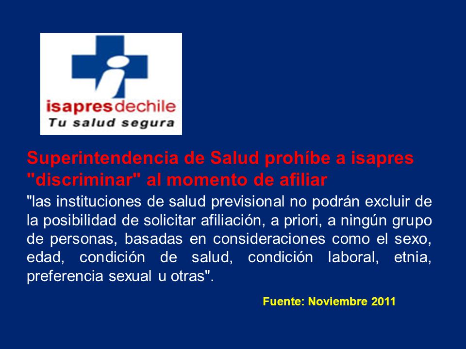 Superintendencia de Salud prohíbe a isapres discriminar al momento de afiliar