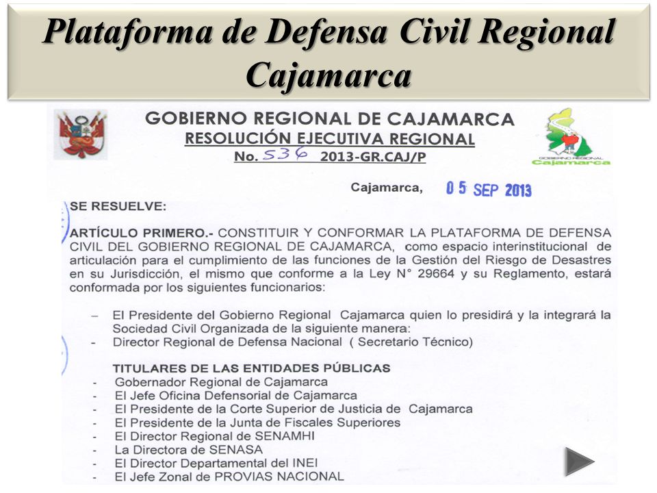 Plataforma de Defensa Civil Regional Cajamarca