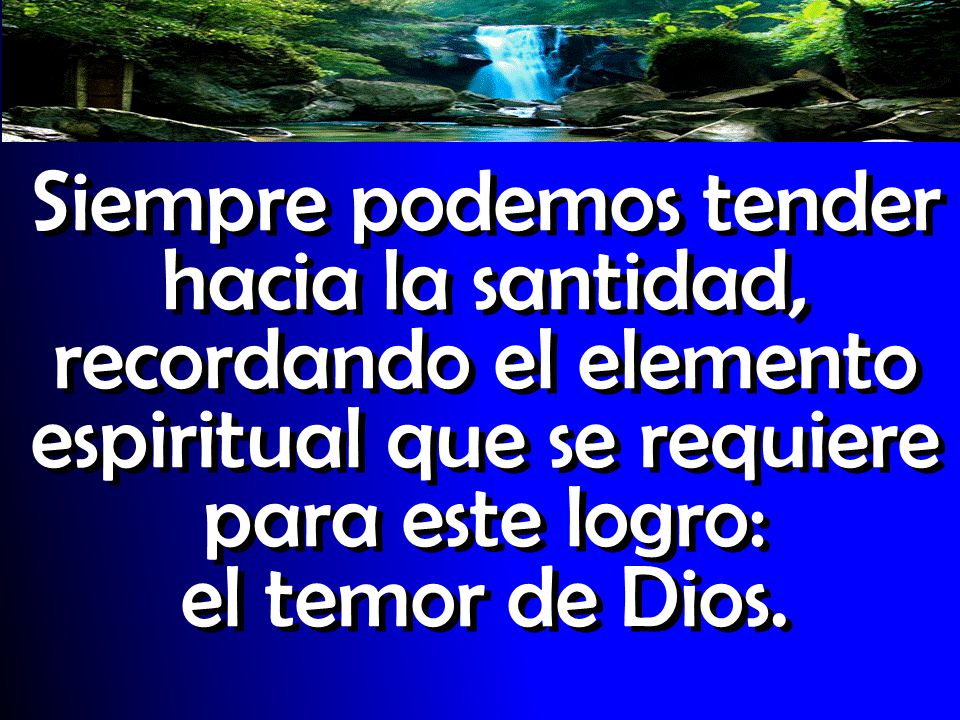 Siempre podemos tender hacia la santidad, recordando el elemento espiritual que se requiere para este logro: