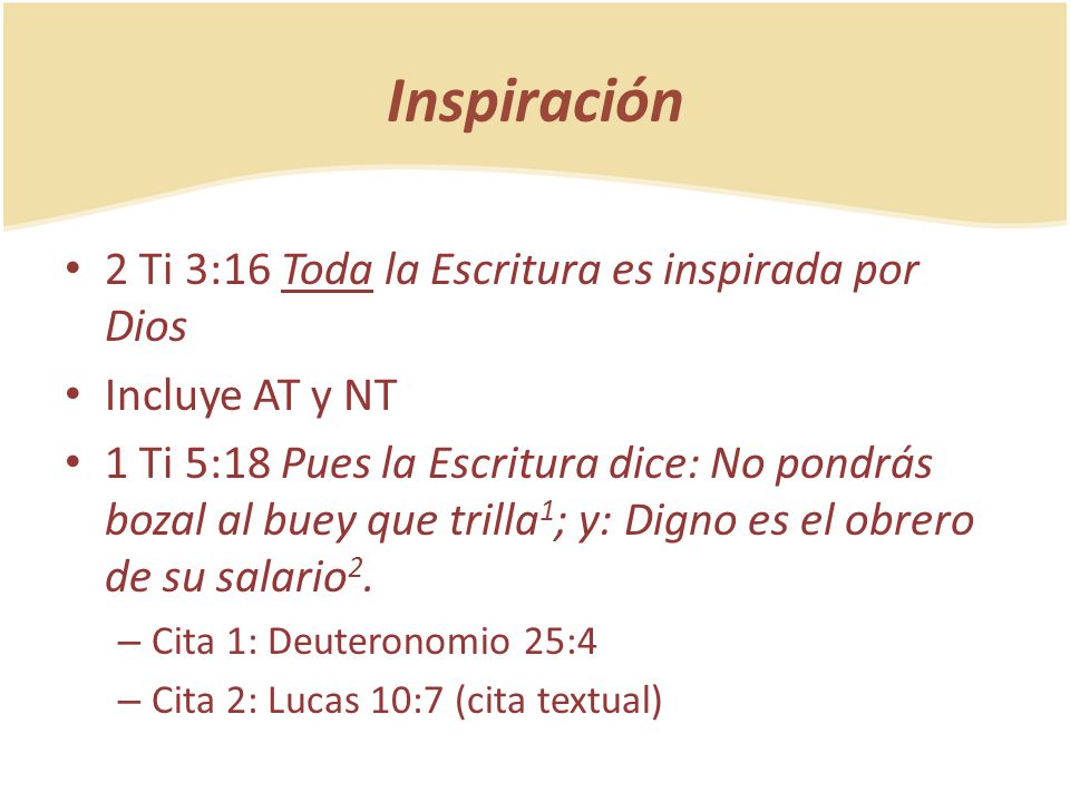 Inspiración 2 Ti 3:16 Toda la Escritura es inspirada por Dios