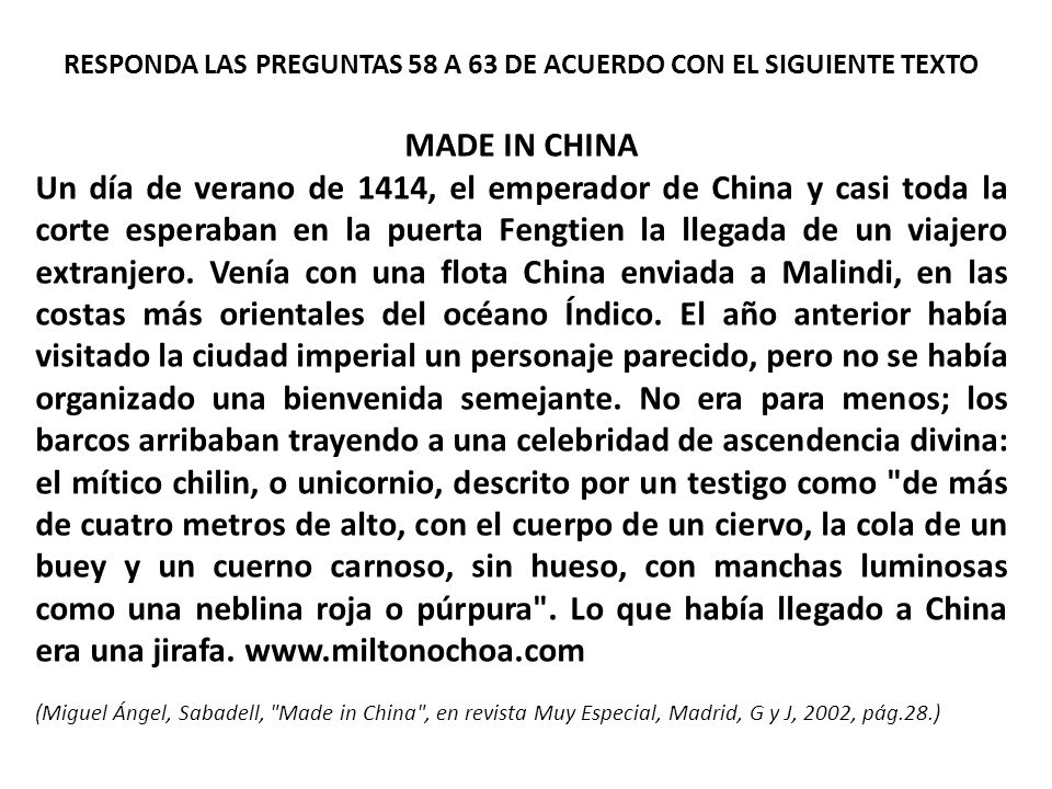RESPONDA LAS PREGUNTAS 58 A 63 DE ACUERDO CON EL SIGUIENTE TEXTO