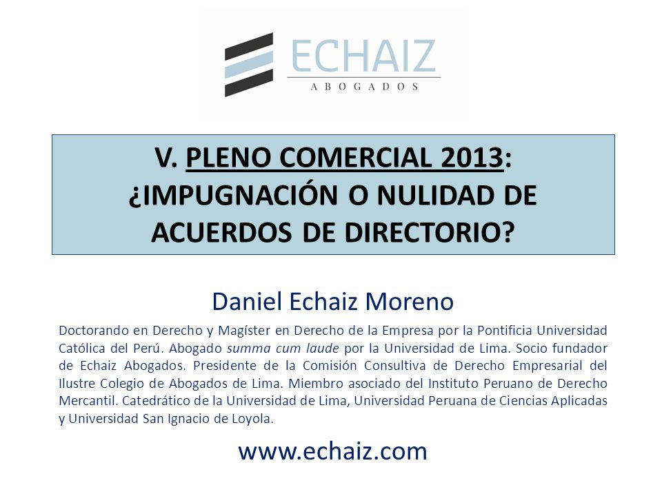 V. PLENO COMERCIAL 2013: ¿IMPUGNACIÓN O NULIDAD DE ACUERDOS DE DIRECTORIO
