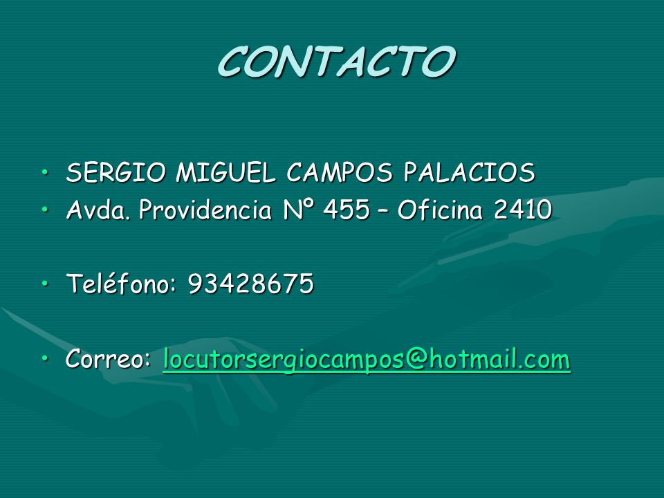 CONTACTO SERGIO MIGUEL CAMPOS PALACIOS