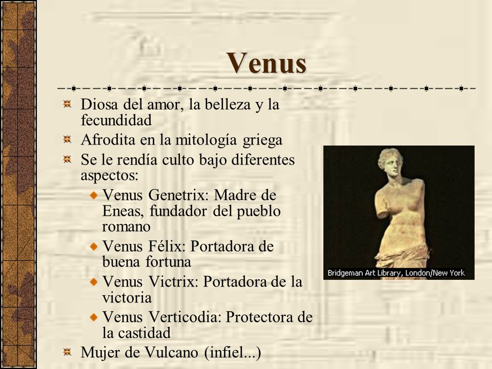 Venus Diosa del amor, la belleza y la fecundidad
