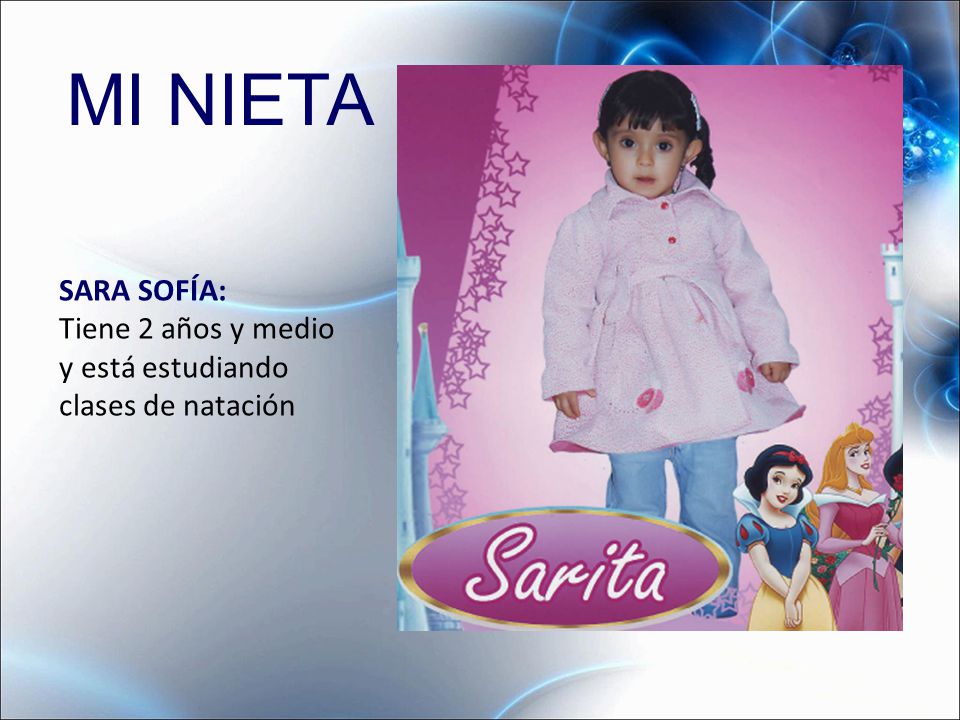 MI NIETA SARA SOFÍA: Tiene 2 años y medio y está estudiando clases de natación