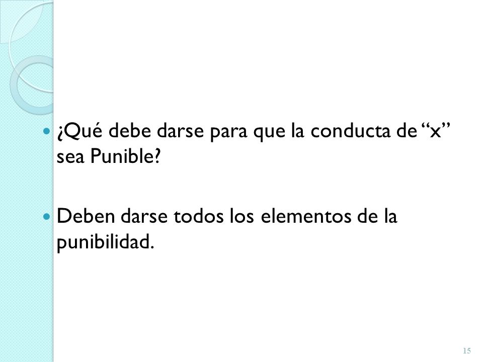 ¿Qué debe darse para que la conducta de x sea Punible