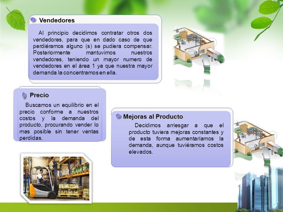 Vendedores Precio Mejoras al Producto