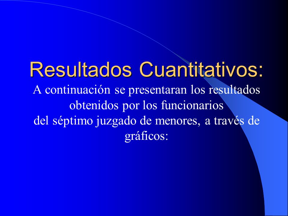 Resultados Cuantitativos: A continuación se presentaran los resultados obtenidos por los funcionarios del séptimo juzgado de menores, a través de gráficos: