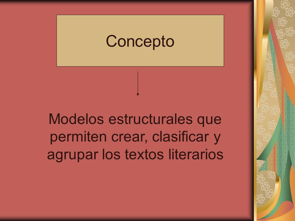 Concepto Modelos estructurales que permiten crear, clasificar y agrupar los textos literarios