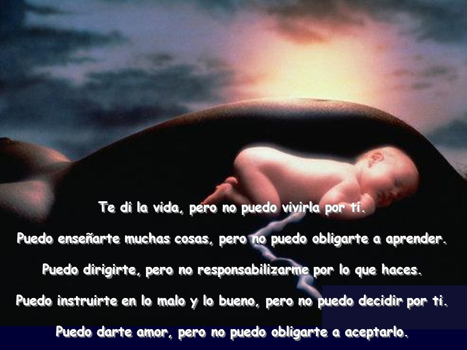 Te di la vida, pero no puedo vivirla por ti.