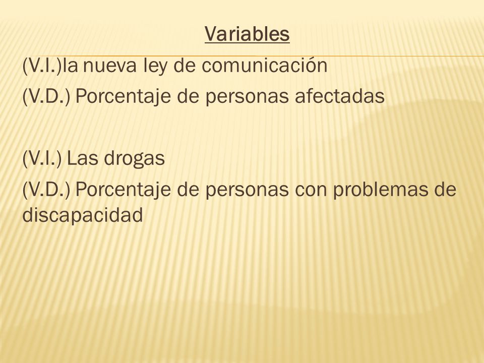 Variables (V. I. )la nueva ley de comunicación (V. D