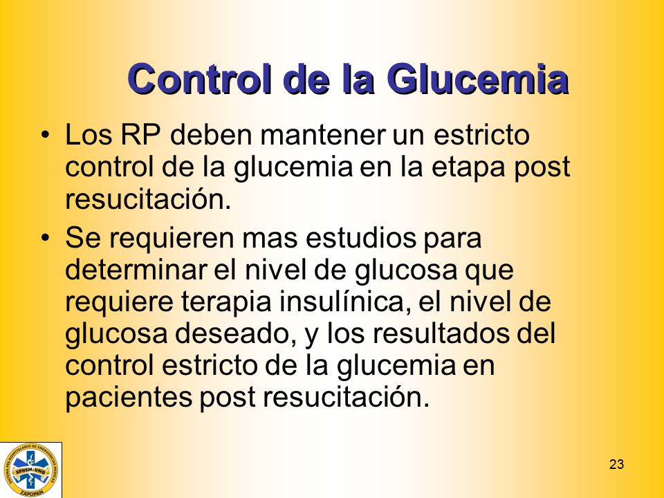 Control de la Glucemia Los RP deben mantener un estricto control de la glucemia en la etapa post resucitación.