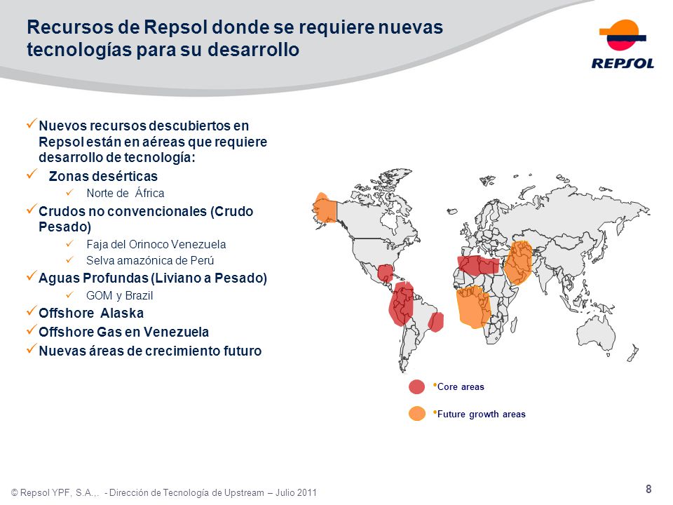 Recursos de Repsol donde se requiere nuevas tecnologías para su desarrollo