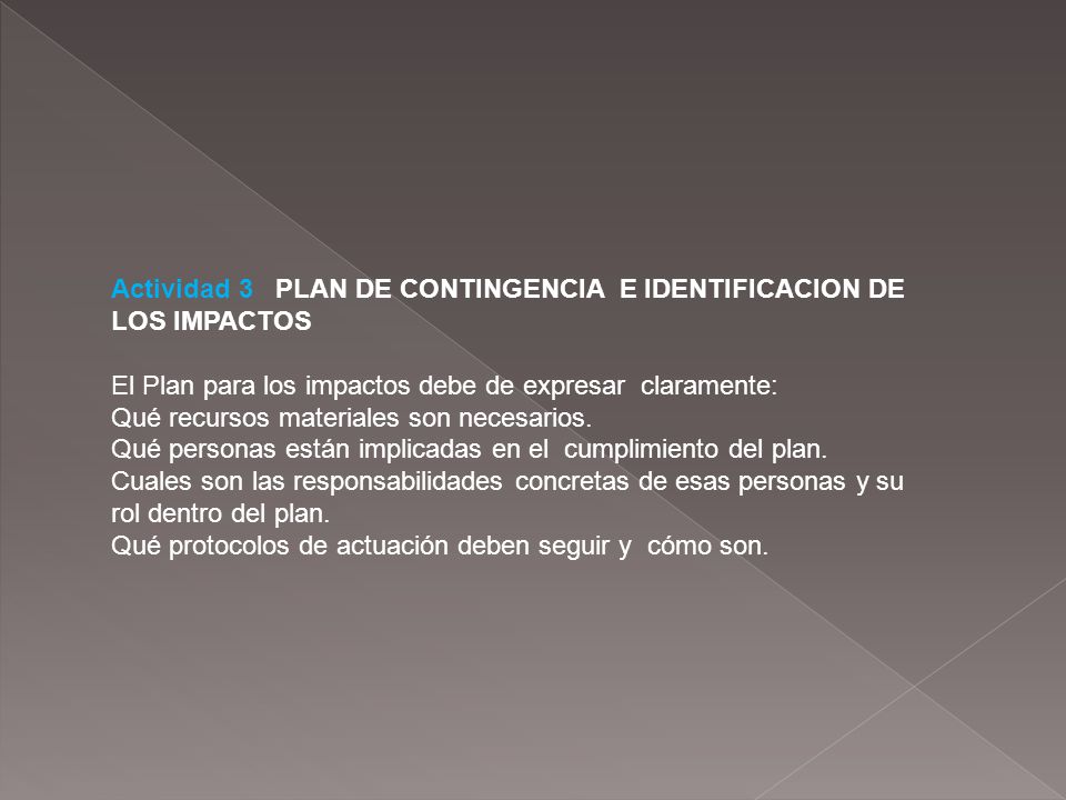 Actividad 3 PLAN DE CONTINGENCIA E IDENTIFICACION DE LOS IMPACTOS