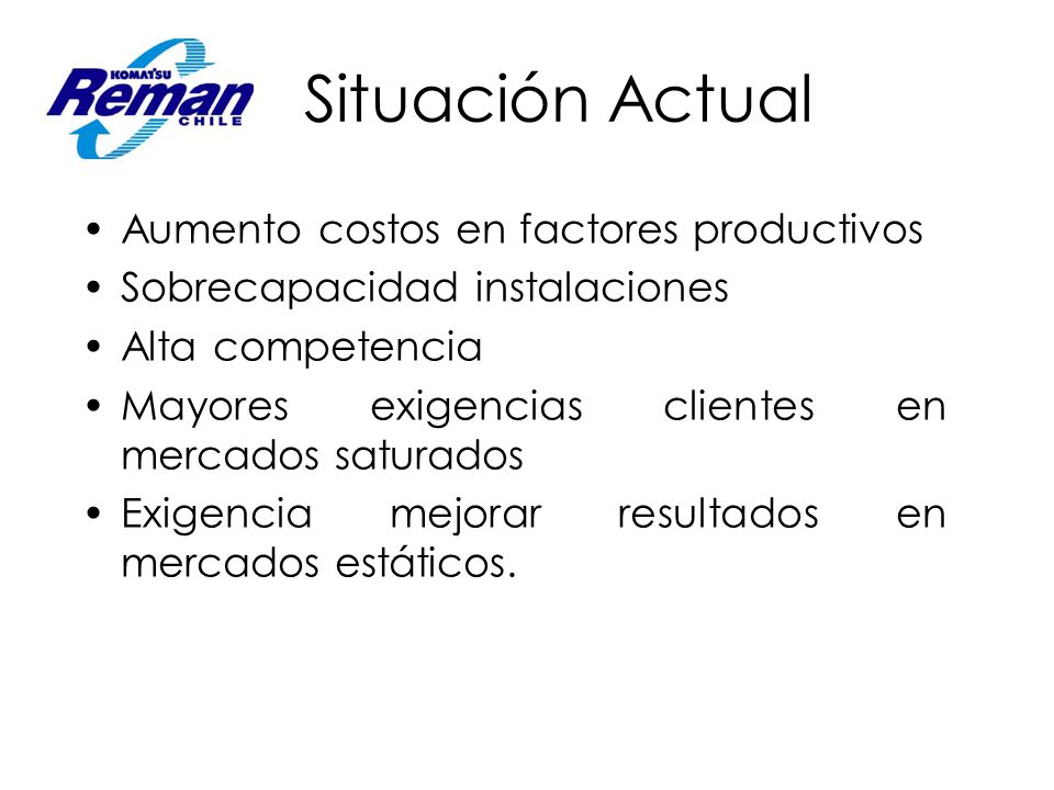 Situación Actual Aumento costos en factores productivos